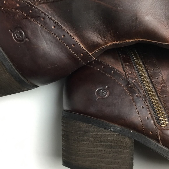 Born Poly Wide Calf Tall Zip Leather Brown Boots Size 10M - Picture 8 of 8
